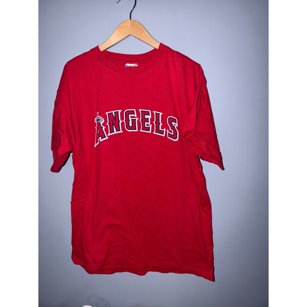 Majestic Los Angeles Angels Red Graphic‎ T-Shirt Number 11 Mens XL MLB Baseball